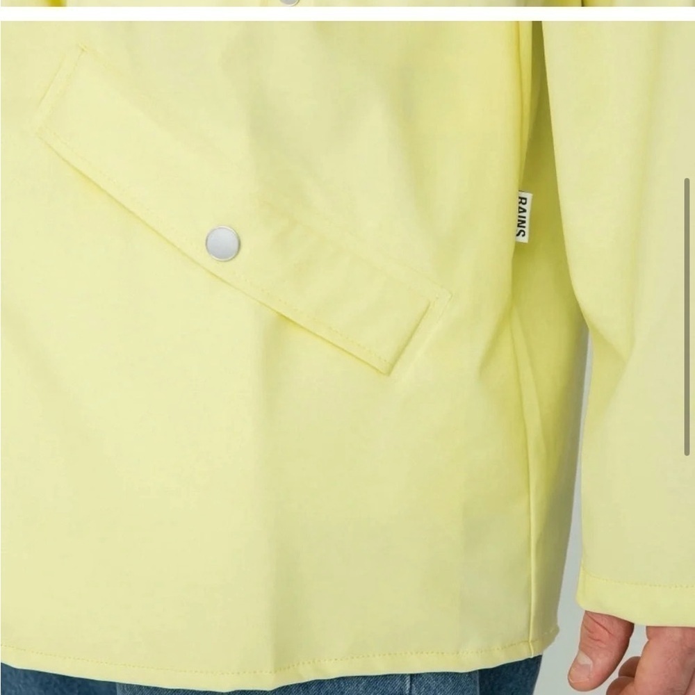 Rains Unisex Straw Yellow Waterproof Rain Jacket Button Zip Closure - Picture 6 of 11